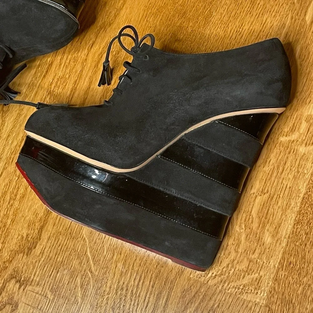 Charlotte Olympia Dark Academia Wednesday Adams Martha Wedge Oxfords